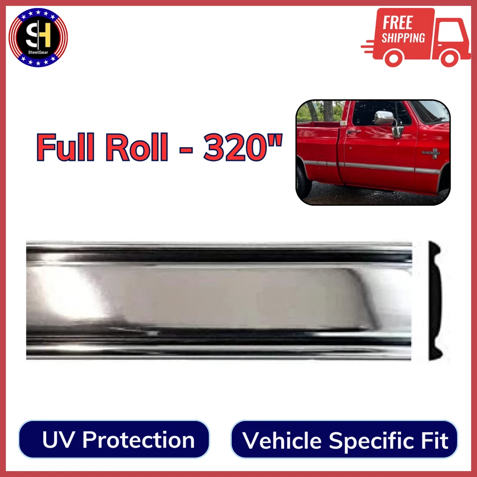 Chevy GMC 1973-1987 moldura de carrocería lateral cromada C10, C20, C30, K10, K20, K30 Foto 1 de 3