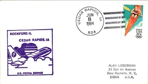 Frontier Airlines Primer Vuelo Cedar Rapids Iowa - Rockford Illinois - 1984 - Imagen 1 de 2