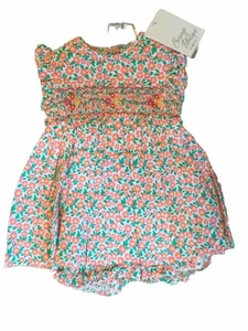 NWT Carriage Boutique Smocked Floral Dress W/panty Sz 6 M - Picture 1 of 4