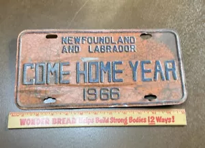 1966 Newfoundland and Labrador Come Home Year Booster License Plate Vintage - Picture 1 of 6