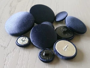 Navy Blue Satin Fabric Buttons, Various Sizes Available - Picture 1 of 7