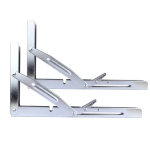 2X 12" Folding Table Shelf Bracket Stainless Steel Wall Bench Support Heavy Duty - Picture 1 of 9