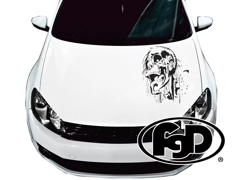 Rotting Zombie Skull Truck or Car Hood Vinyl Decal (Sk1459) 20"x27" In 9 Colors - Image 1 of 4