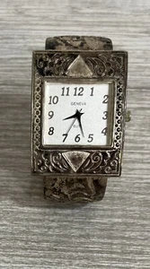Vintage Geneva Elite Watch Women Silver Open Cuff Band #1339 i2 - Picture 1 of 7
