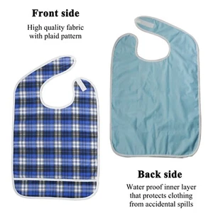 Premium Adult Bib - Waterproof Builtin Crumb Catcher Clothing protector Washable - Picture 1 of 12