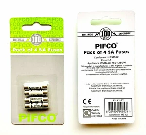 Fusibles de 5 amperios BS1362 enchufe de red repuesto fusible 5A x 8 piezas - Imagen 1 de 4