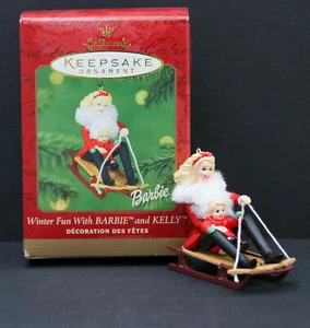 Hallmark Ornament Winter Fun With Barbie And Kelly 2000 New Old Stock - Picture 1 of 6