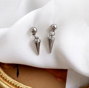 Gothic Punk 12mm Solid Stainless Steel Spike Earrings Stud Hypoallergenic Kpop - Picture 1 of 5