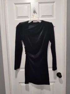 NWOT ZARA WOMAN BLACK DRAPED VELVET MINI BODYCON DRESS SIZE MEDIUM - Picture 1 of 10