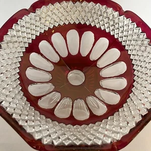 Vintage Westmoreland Hobnail Flashed Ruby Red Glass Compote Bowl Signed 10”D - Picture 1 of 9