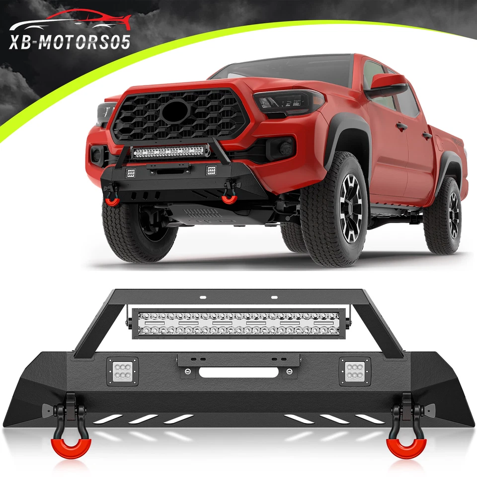 For 2016-2023 Toyota Tacoma 3rd Gen Front Bumper+Winch Plate,D-rings,LED Lights Foto 1 de 4