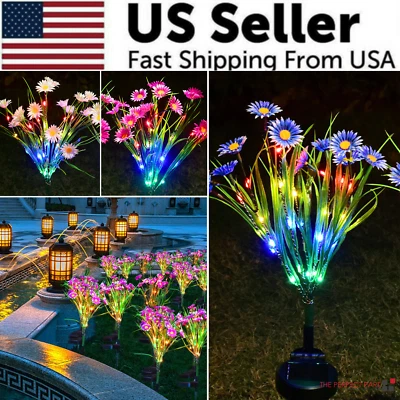 THE PERFECT PART Solar Garden Lights LED Flower Stake Lamp Outdoor Yard Waterproof Patio Decor