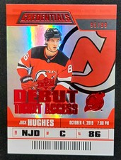 Jack Hughes 2019-20 Upper Deck Credentials Rookie Debut Ticket Access Red 95/99