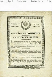 Dépt 54 - Commercy - Petite Entête Collège de Commercy Remise des Prix de 1828 - Picture 1 of 1