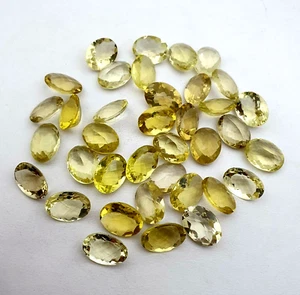 Lote de 14 piedras preciosas sueltas de cuarzo limón natural ovalado corte a cuadros 12*16 mm 104 CT - Imagen 1 de 4