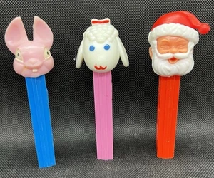 Vintage Pez Dispensers (no feet) Holiday lot Santa, Lamb, Bunny - Picture 1 of 4