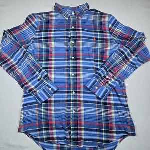 Ralph Lauren Slim Fit Performance Flannel Long Sleeve Button Down Blue Plaid XL - Picture 1 of 10