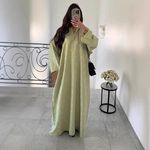 Dubai Kaftan Abend Damen langes Kleid Abaya muslimisches Gewand bescheiden Partykleid Abschlussball - Bild 1 von 9