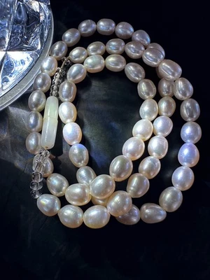 Vintage Real Pearl With Little Crystal Bead Necklace - Image 1 of 4