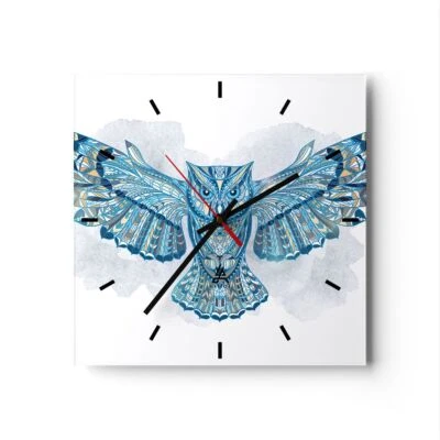 Horloge murale en verre 30x30cm Chouette Ailes faune graphique Wall Clock - Photo 1/4