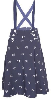 Küstenluder ZENIA Sailor Suspender Hosenträger ANCHOR Tellerrock Blau Rockabilly