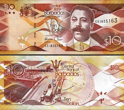 Barbados 10 Dollars, 2013, UNC, P-75a - Image 1 of 3