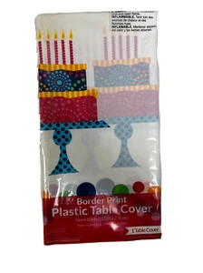 Birthday Cake Plastic Tablecover 54x108 - Picture 1 of 1