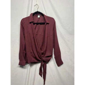Venus Womens Wrap Top Blouse Burgandy Long Sleeve Collar  Cuff New Size 6 - Picture 1 of 10