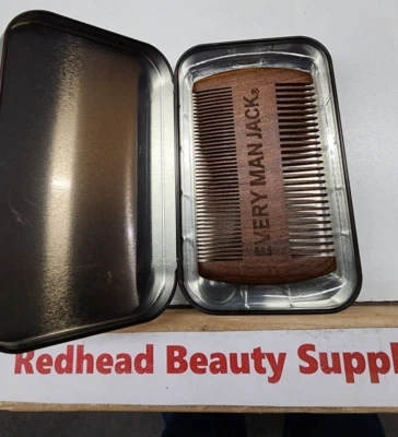 Peine para barba Every Man Jack doble cara sándalo y estuche de viaje mango de grano de madera Foto 1 de 3