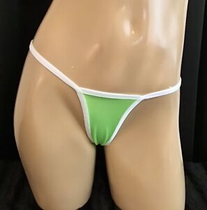 EXOTIC DANCER STRIPPER THONG PANTY MADE TO ORDER UV LIME XS
