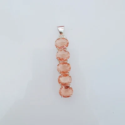 Morganite Gemstone Pendant 925 Sterling Silver Handmade Jewelry Pendant 2.04" - Image 1 of 4