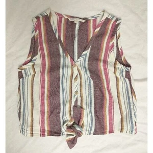 Vanilla Star Top Bluse Damen L/M * mehrfarbig gestreift Leinenmischung vorne zum Binden Coastal - Bild 1 von 6