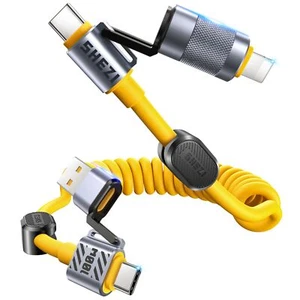 4-in-1 Coiled USB C Cable for Car [100W Fast Charging] USB C to L Cable [CarP... - Picture 1 of 6