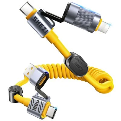 4-in-1 Coiled USB C Cable for Car [100W Fast Charging] USB C to L Cable [CarP... - Image 1 of 4