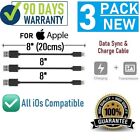 Pack de 3 pouces 8 pouces câble USB court pour iPhone SE,6,7,8,X,XR,XS,11,11Pro,11 Pro Max
