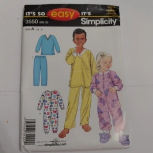 Simplicity It's So Easy Toddlers & Child's 1 & 2 Piece Pajama Pattern Sz 1/2 - 6 - Picture 1 of 3