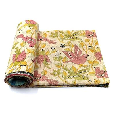 Vintage Kantha Quilt Indian Handmade Cotton Bedspread Comforter Bedding Throw - Image 1 of 4