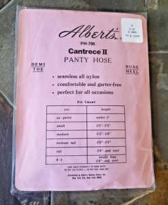 Size D (5"8" & Over Tall) Vtg Alberts Cantrece II Demi Toe Nude Heel Pantyhose - Picture 1 of 2