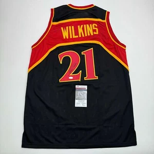 Autographed/Signed Dominique Wilkins Atlanta Black Basketball Jersey JSA COA - Picture 1 of 4