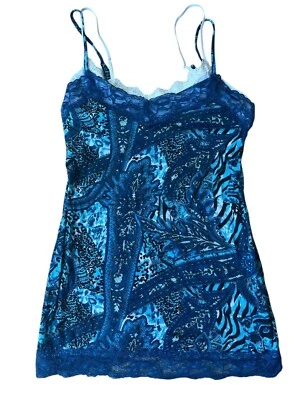 Rue21 Y2K Camisole Top Womens Large Blue Floral Lace Cottage Fairy Whimisgoth - Image 1 of 4