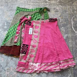 Lote Darn Good Hilado Seda Sari Envoltura Mini Falda Larga Talla Grande 1X Diosa 22-26 - Imagen 1 de 16