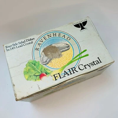 3 1970s Ravenhead Crystal Bark Ice Effect Side Plates/Dishes Flair Original Box - Image 1 of 4