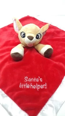 Rudolph Reindeer Lovey Blanky  "Santa's little helper" Christmas red Holiday - Image 1 of 4