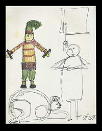 ORIGINAL ART DRAWING Sketch = C PETERSON = New toy ideas POP Illustration LISTED