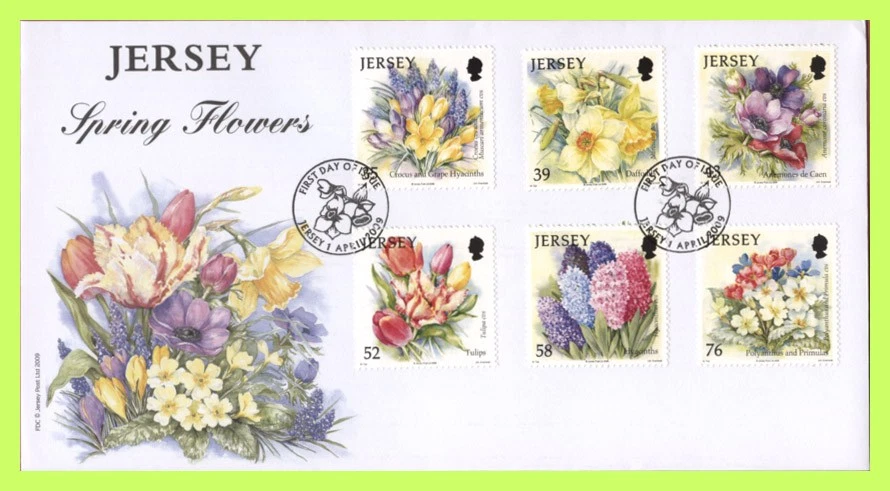 Jersey 2009 Flowers set of six on First Day Cover - Image 1 of 1
