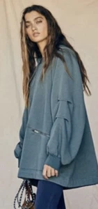 Free People Movement Green Close Call Zip Hoodie Vest Jacket Oversized Small - Picture 1 of 10