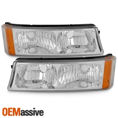 Fits 2003-2006 Chevy Silverado Clear Bumper Turn Signal Parking Lights Lamps L+R - Image 1 of 4