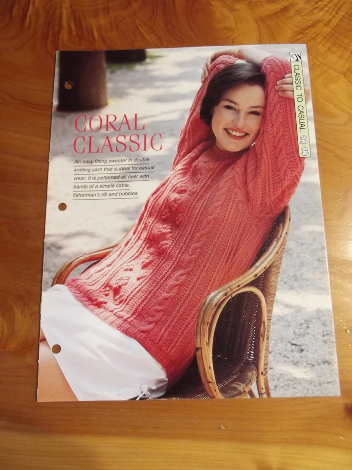 KNITTING PATTERN CORAL CLASSIC CLASSIC TO CASUAL CREATIVE NEEDLES *GREAT* - Image 1 of 1