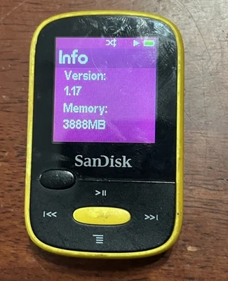 Reproductor de MP3 SanDisk Clip Sport 4 GB pantalla LCD amarillo SDMX24-004G USADO Foto 1 de 4