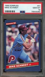 1986 Donruss #61 Mike Schmidt HOF GEM-MT PSA 10 Philadelphia Phillies 3060 - Picture 1 of 2